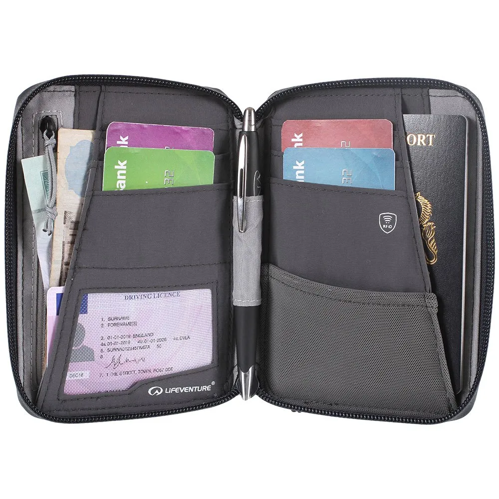 Lifeventure RFiD Mini Travel Wallet Blå, Trekkinn